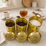 Brass Coffee Tea Sugar Storage Jar Set of 3