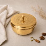 Solid Brass Dry Fruit Box with Engraved Lid
