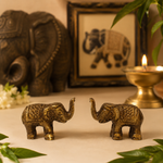 Handcrafted Solid Brass Elephant Figurine Set of 2