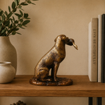 Dog Figurine Holding Duck Statue