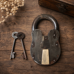 Vintage Iron Padlock with 2 Antique Keys