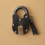 Vintage Black Iron Padlock with 3 Original Keys