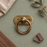 Antique Brass Ring Pull Handle with Backplate