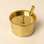 Handcrafted Brass Ghee Pot with Lid & Spoon