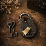 Vintage Antique Iron Padlock with 2 Keys
