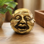 Brass Laughing Buddha Face Sculpture