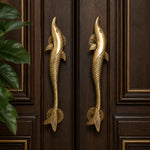 Handcrafted Solid Brass Dolphin Door Handle Pair