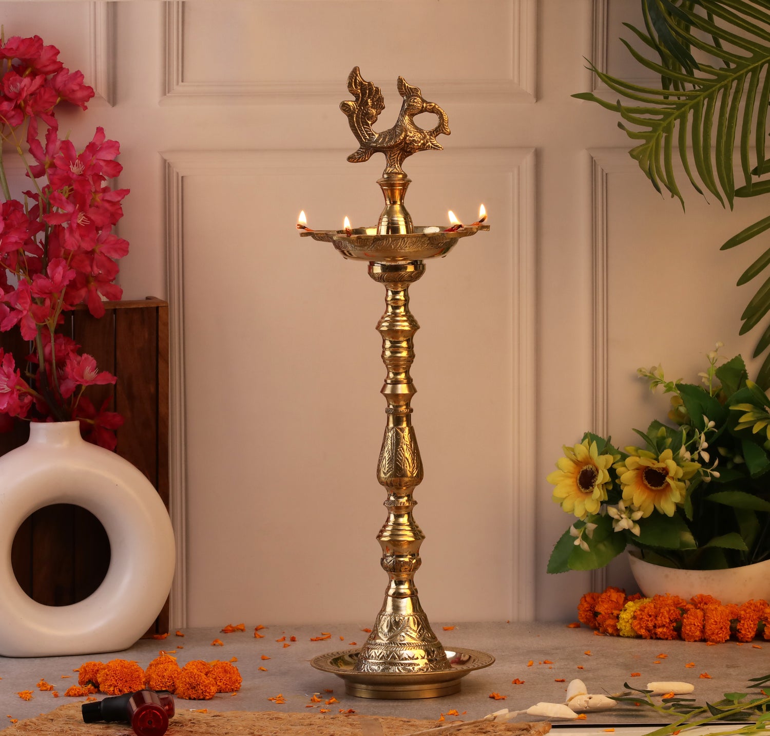 Brass Peacock Lamp