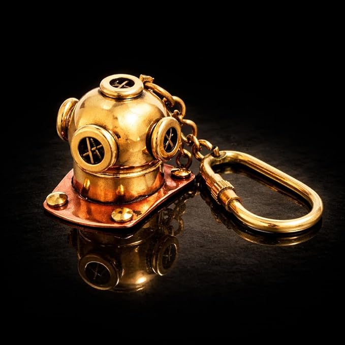 Brass Diving Helmet Keychain