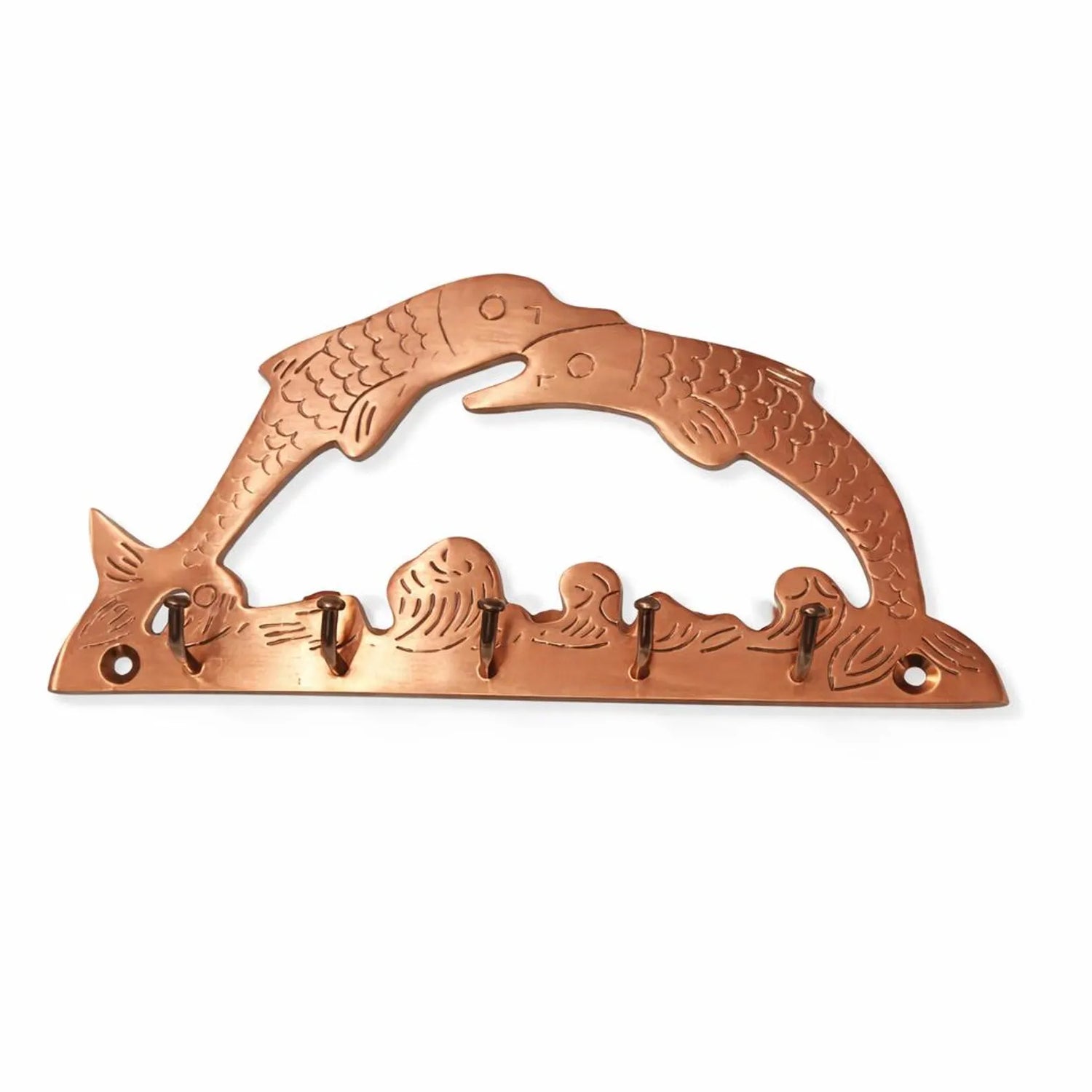 Handcrafted Brass Dolphin Key Holder Wall Mount