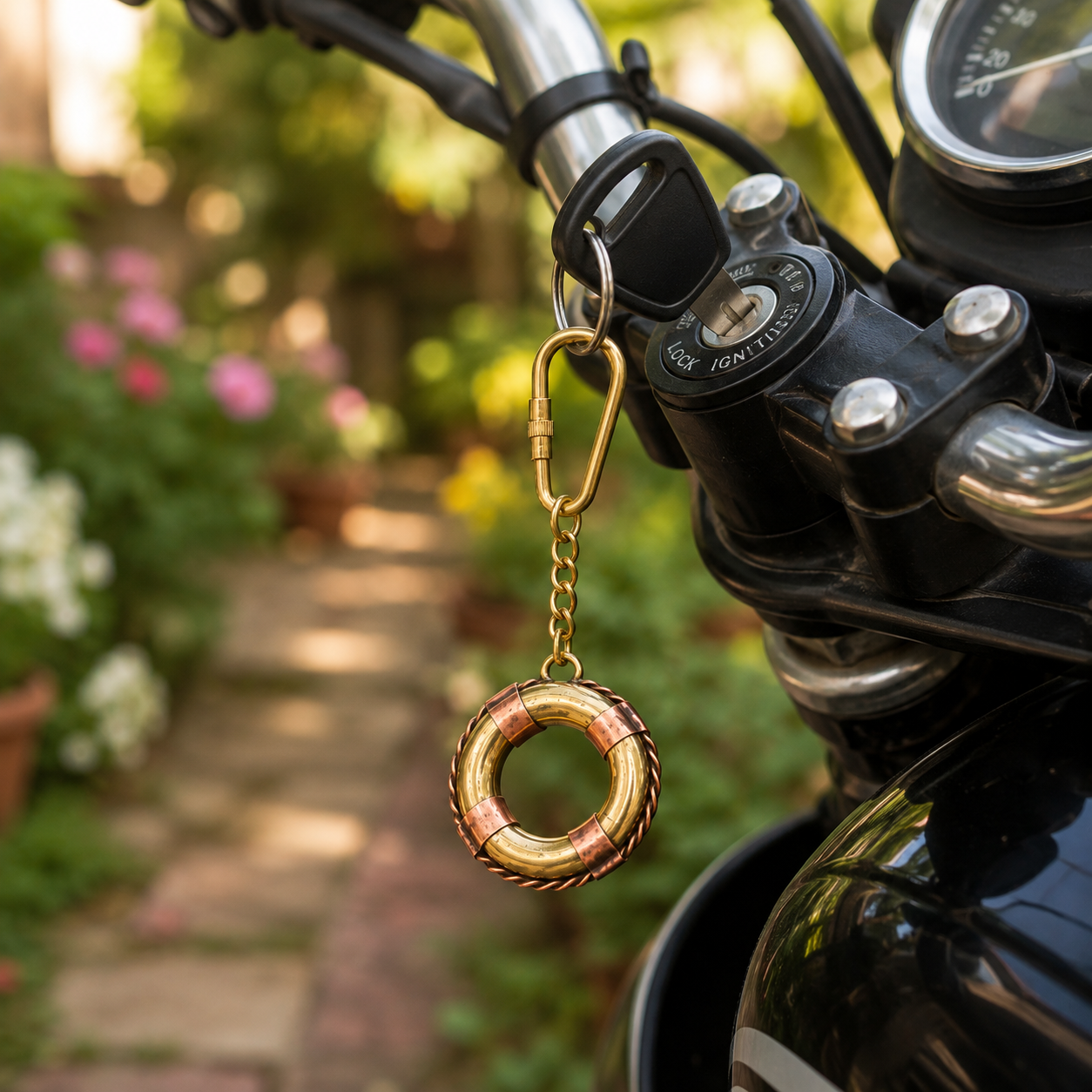 Brass Lifebuoy Nautical Keychain