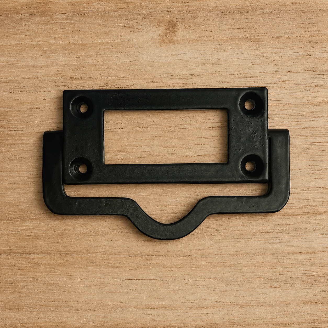 Vintage Black Iron Label Holder Drawer Pull