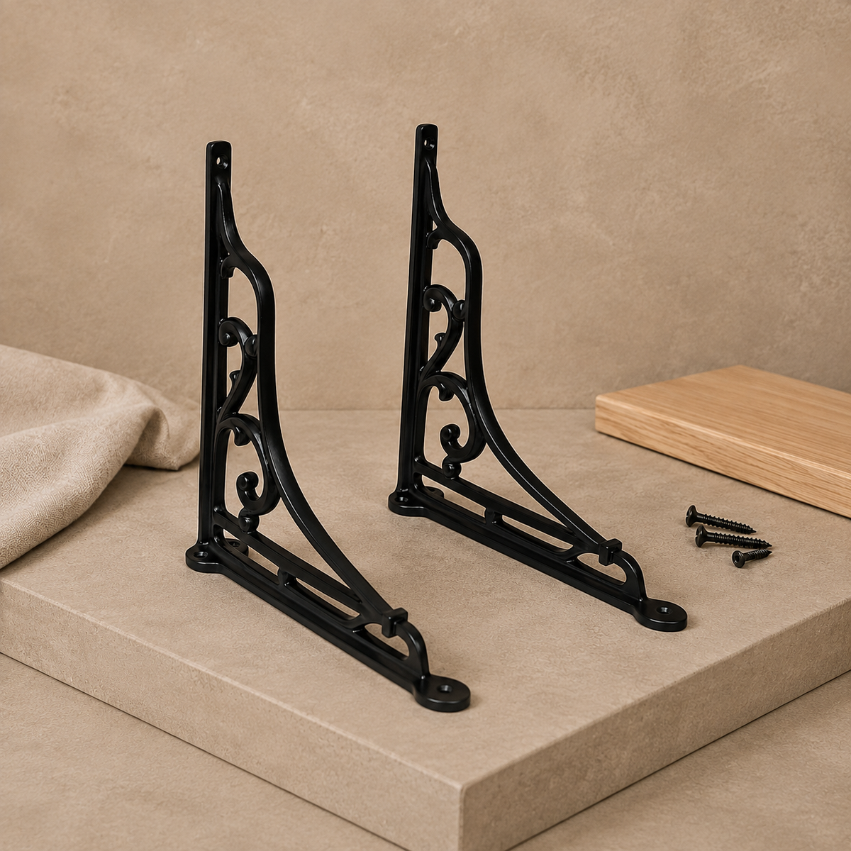 Decorative Black Iron Shelf Brackets