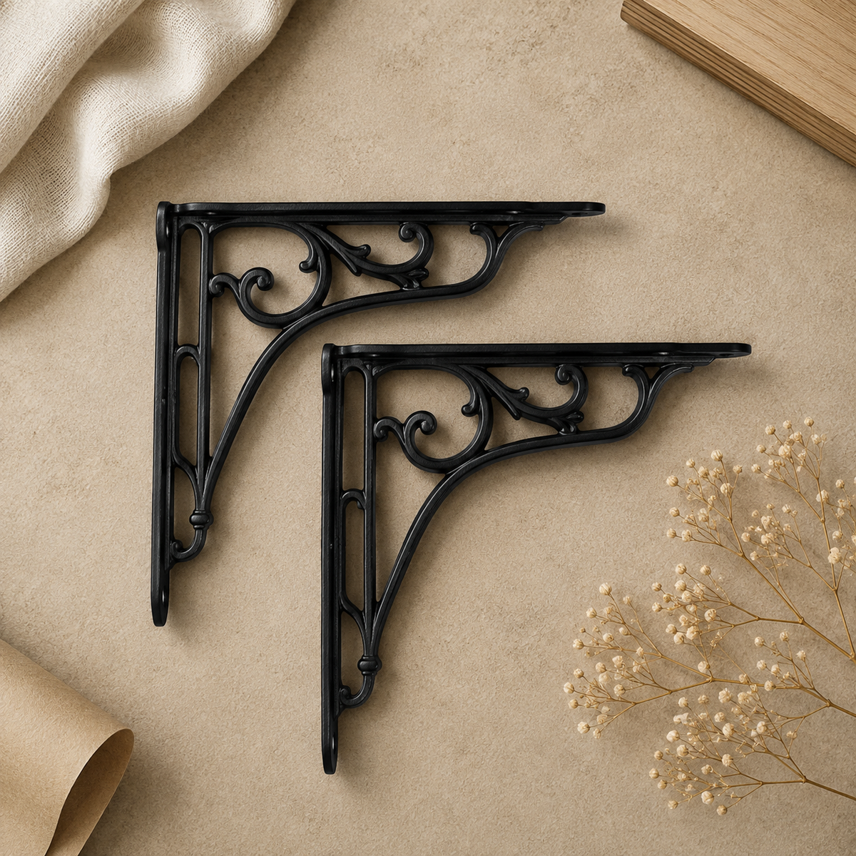 Decorative Black Iron Shelf Brackets