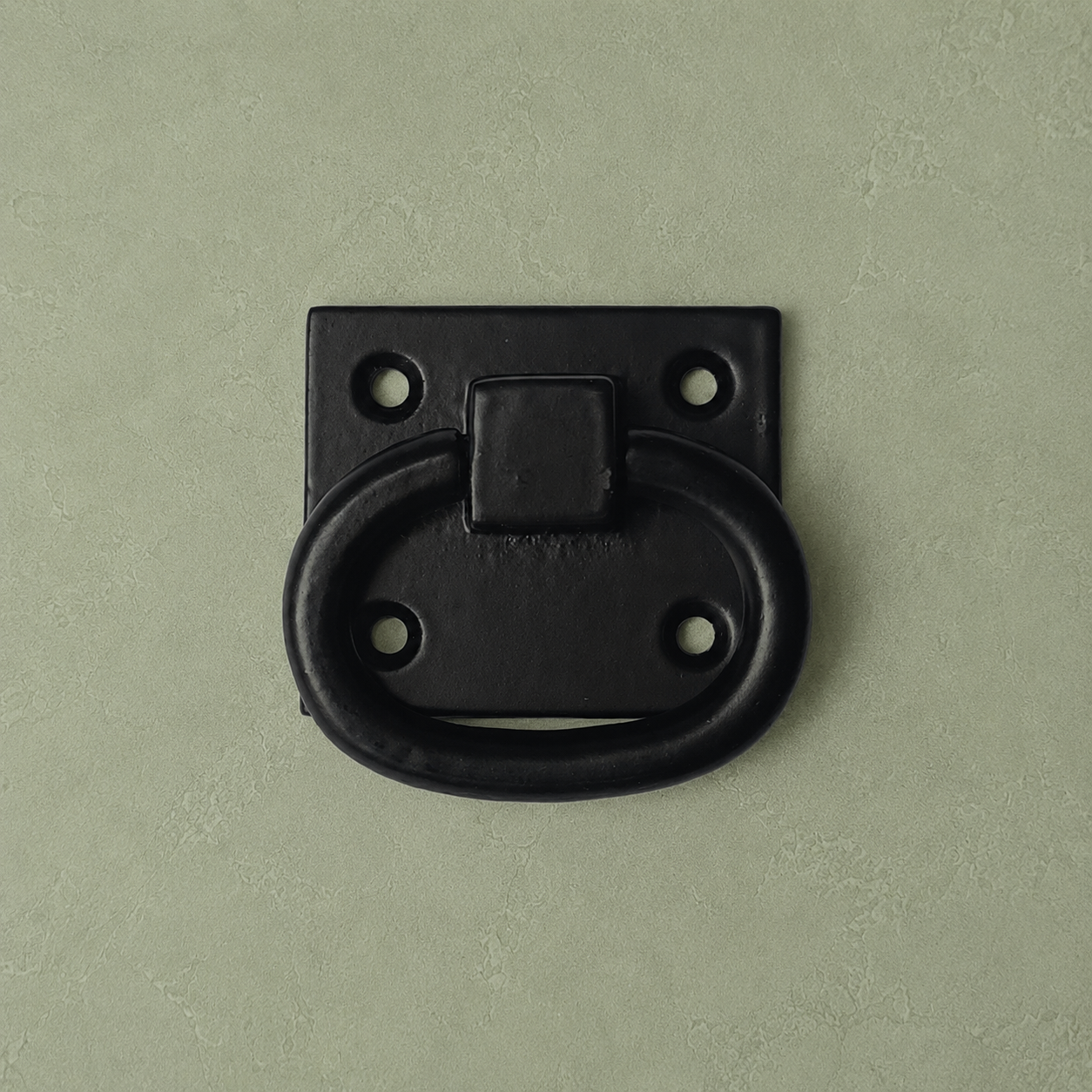 Vintage Black Iron Ring Pull Handle