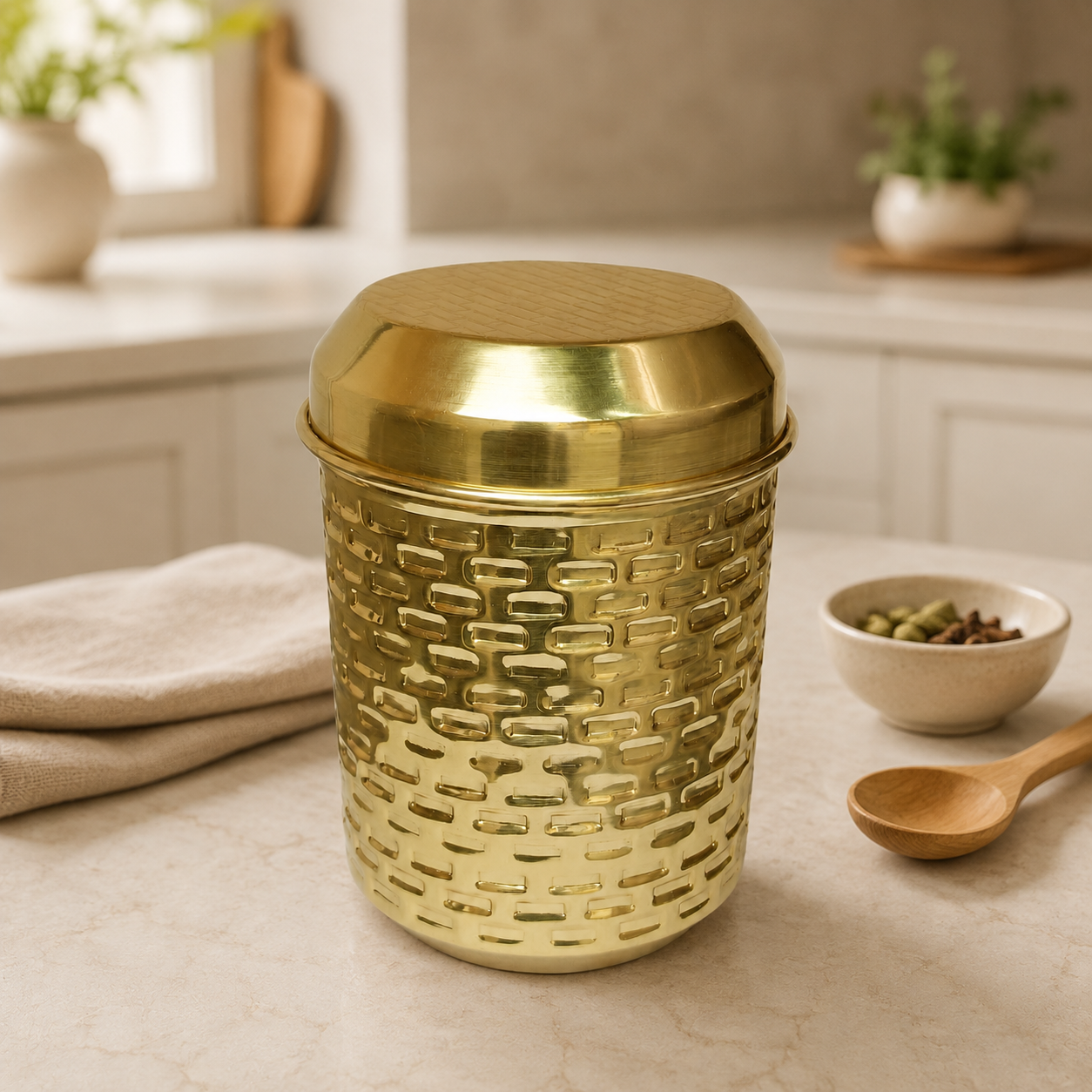 Brass Kitchen Storage Jar with Lid