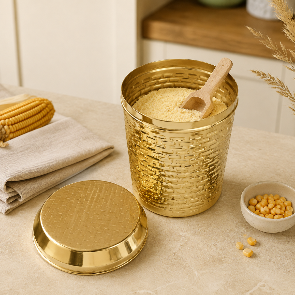 Brass Kitchen Storage Canister with Lid