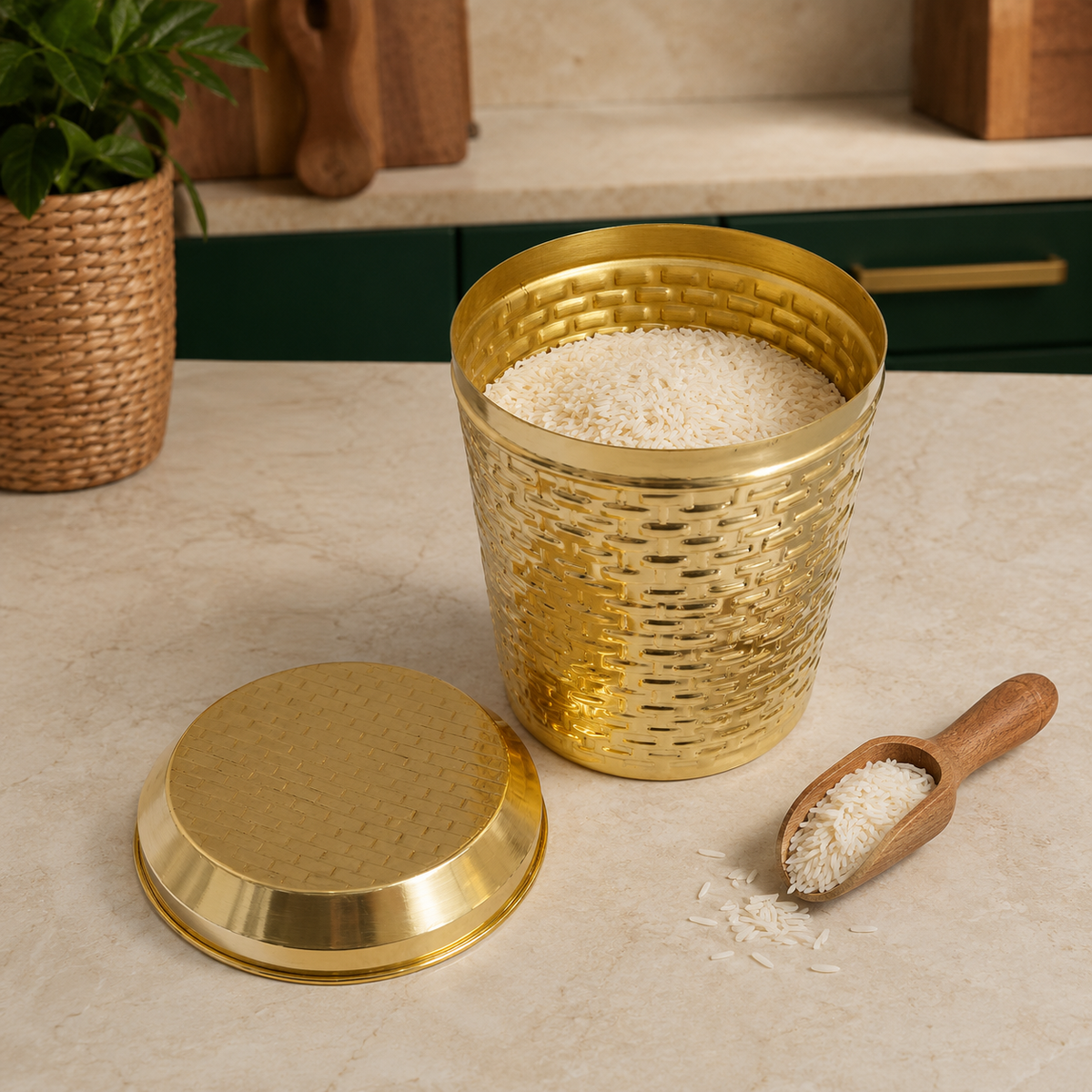 Brass Kitchen Storage Jar with Lid