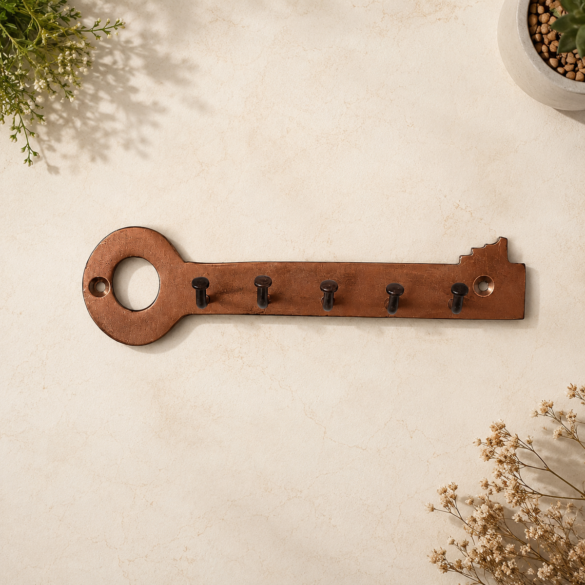 Vintage Brass Key Shaped Wall Key Holder