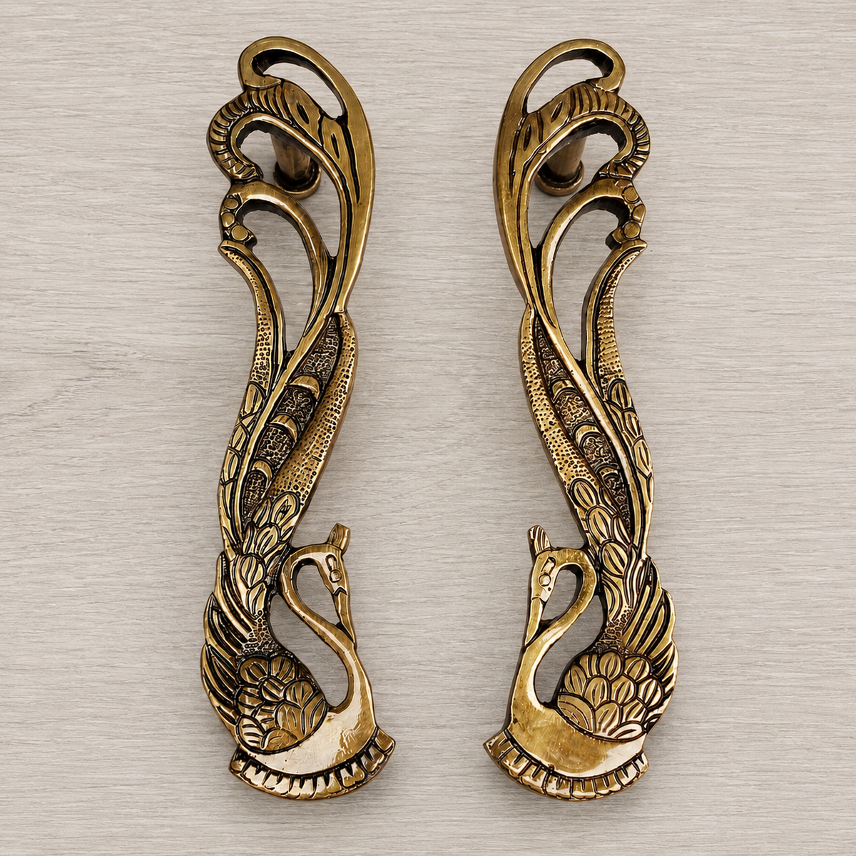 Antique Brass Peacock Door Pull Handle