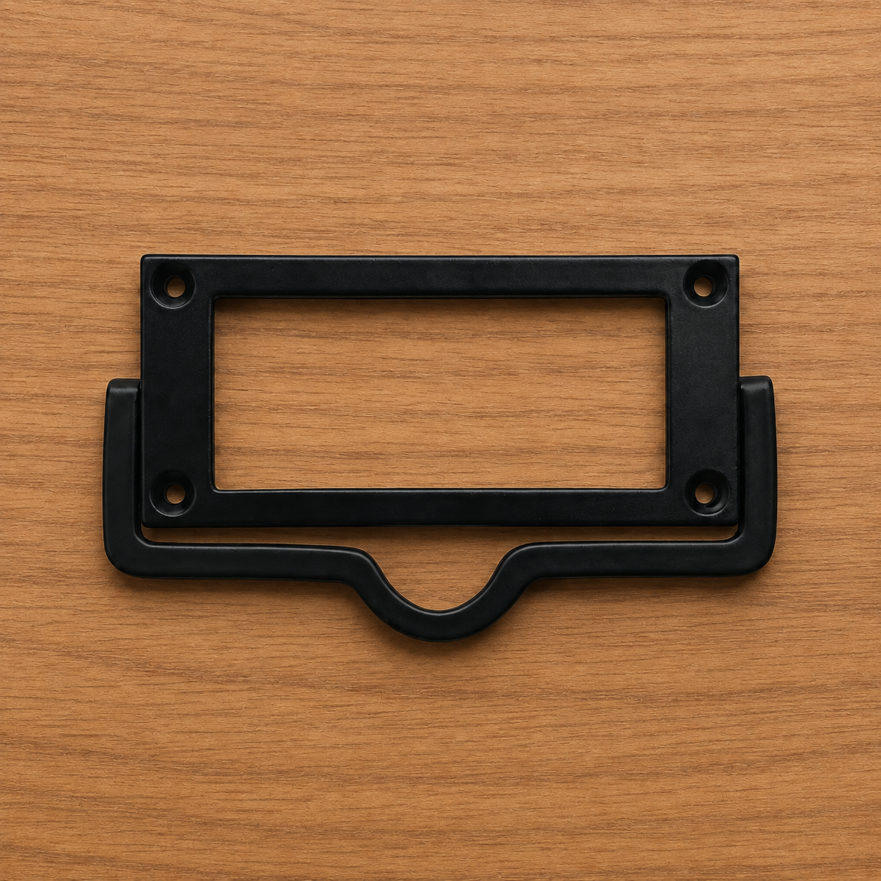 Vintage Black Iron Label Holder Drawer Pull