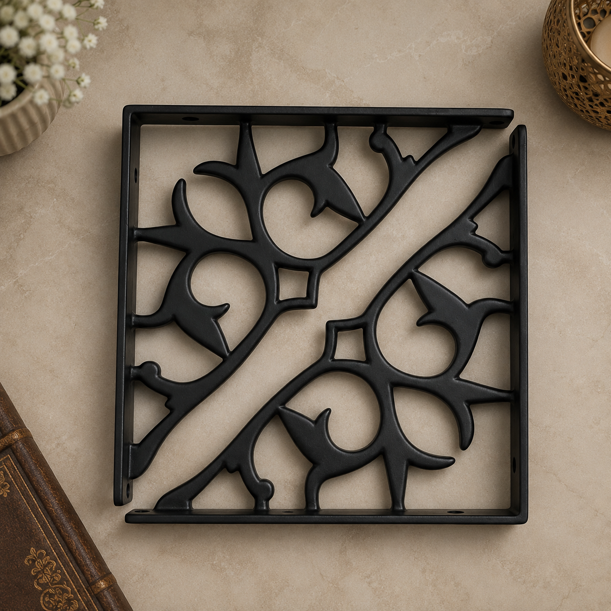 Vintage Black Iron Shelf Bracket – 6.3 Inch