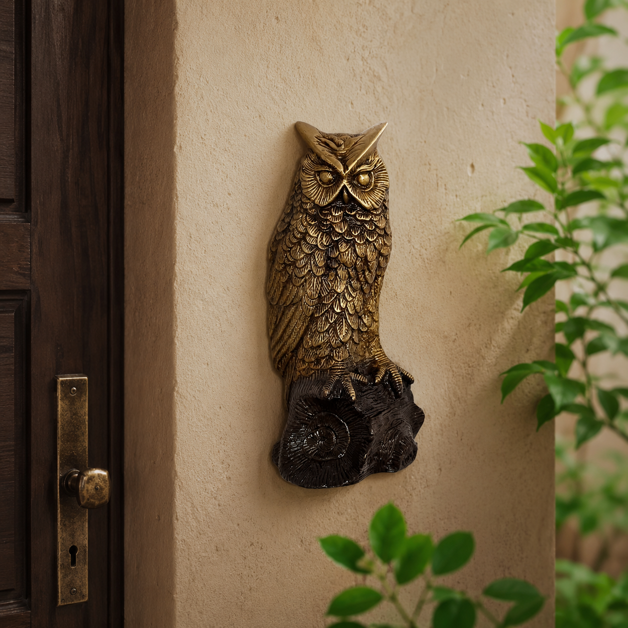 Antique Brass Owl Wall Hanging
