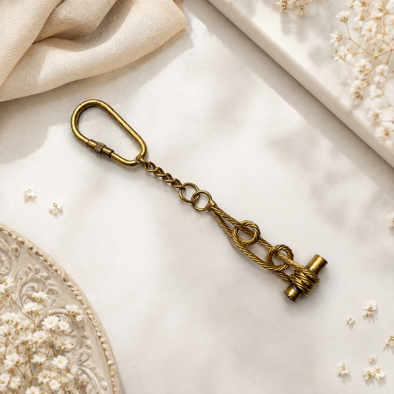 Handcrafted Solid Brass Nautical Knot Keychain