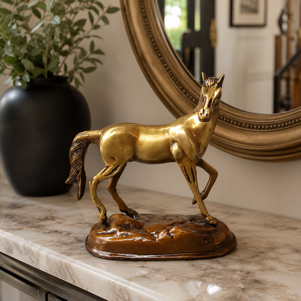 Handcrafted Solid Brass Horse Statue