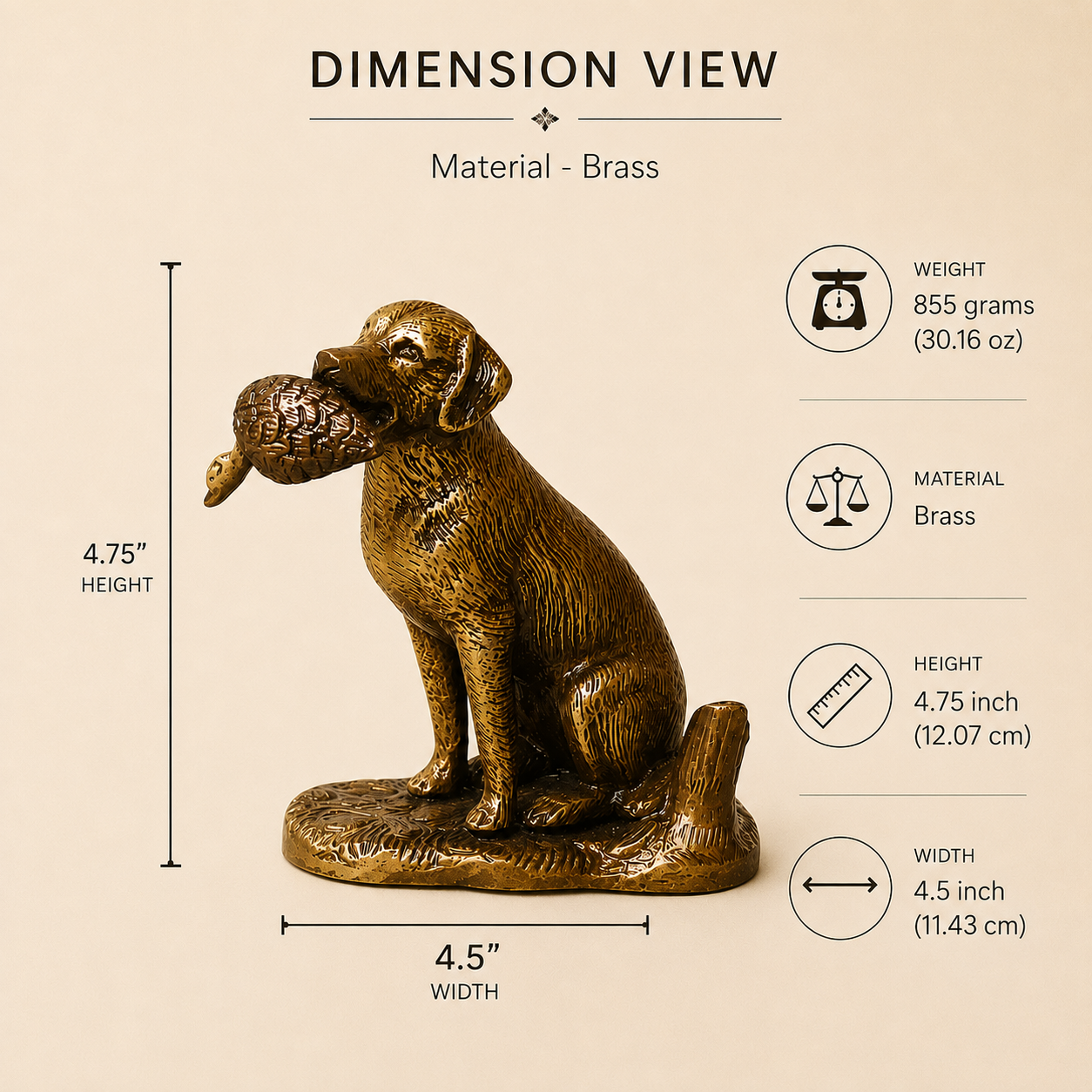Dog Figurine Holding Duck Statue
