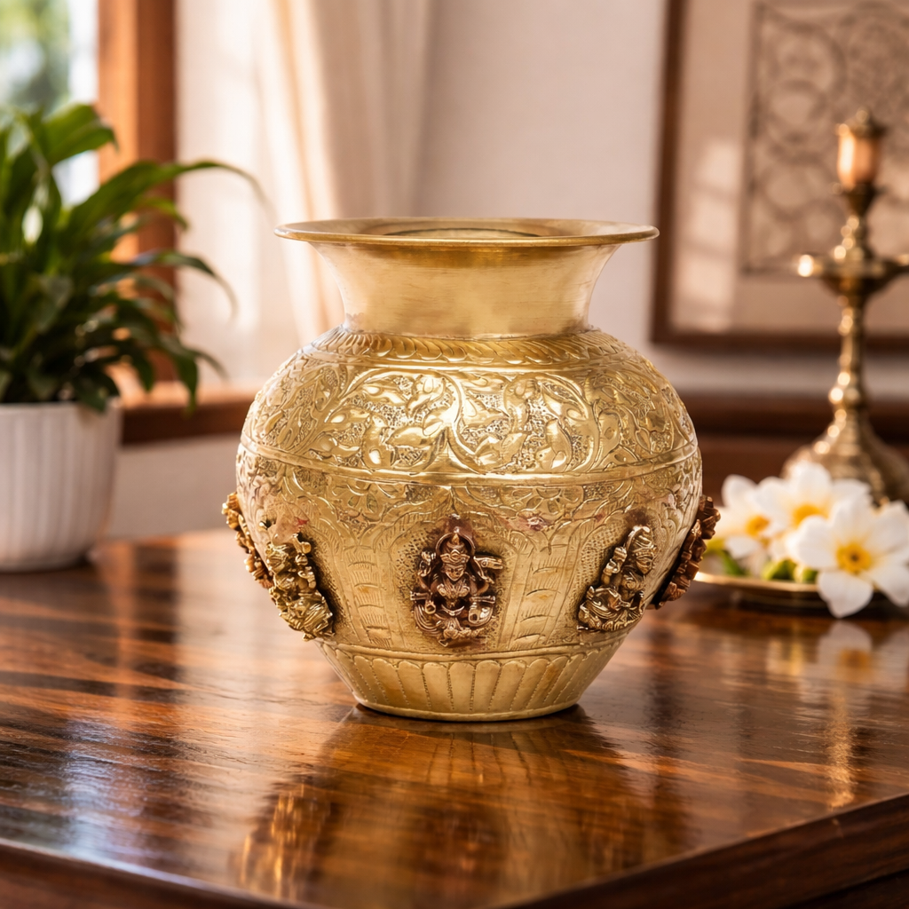 Brass ASHT Lakshmi Kalash