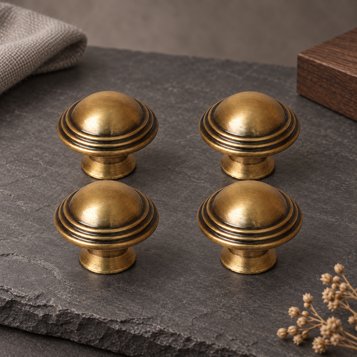 Antique Brass Round Cabinet Knob