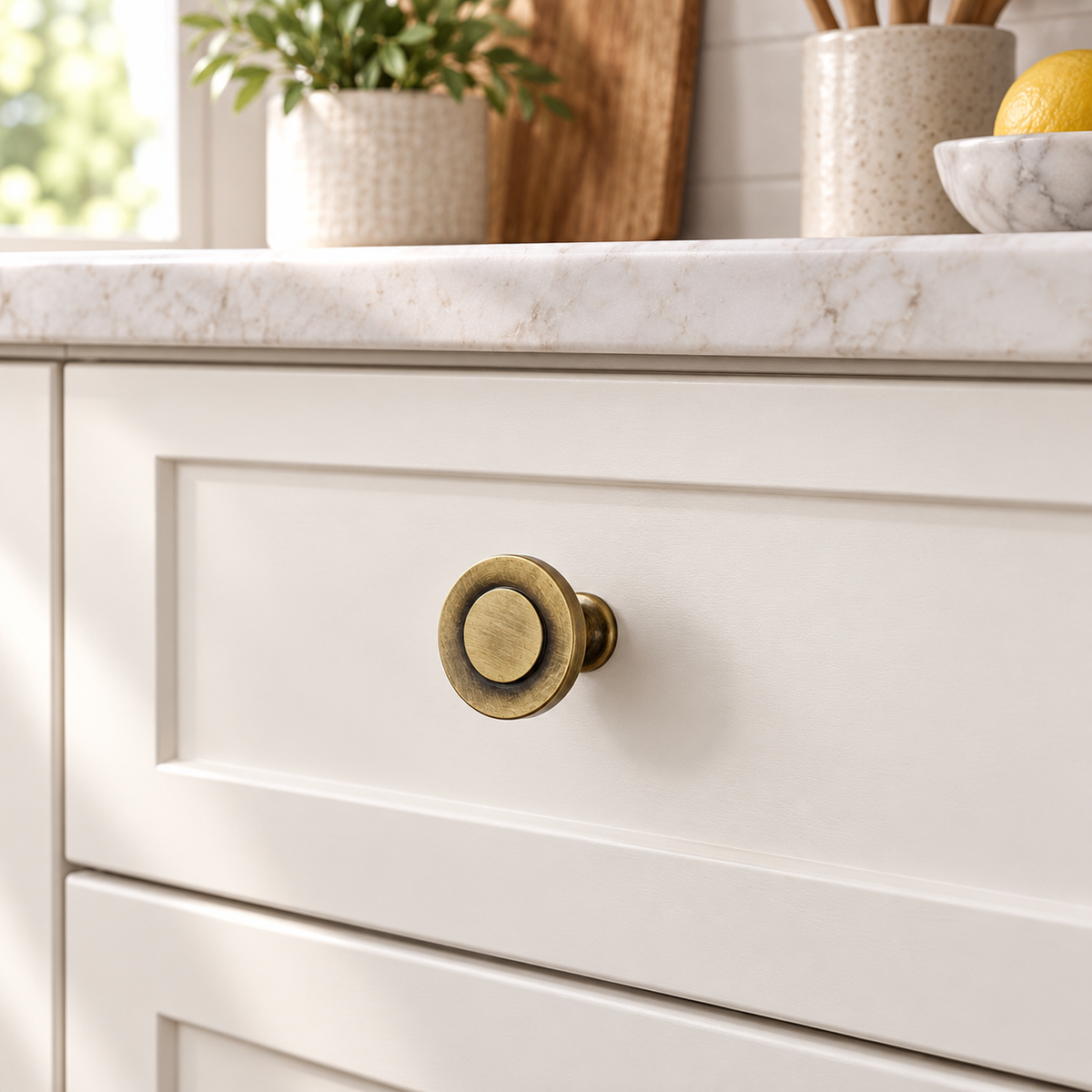 38mm Antique Brass Round Cabinet Knob