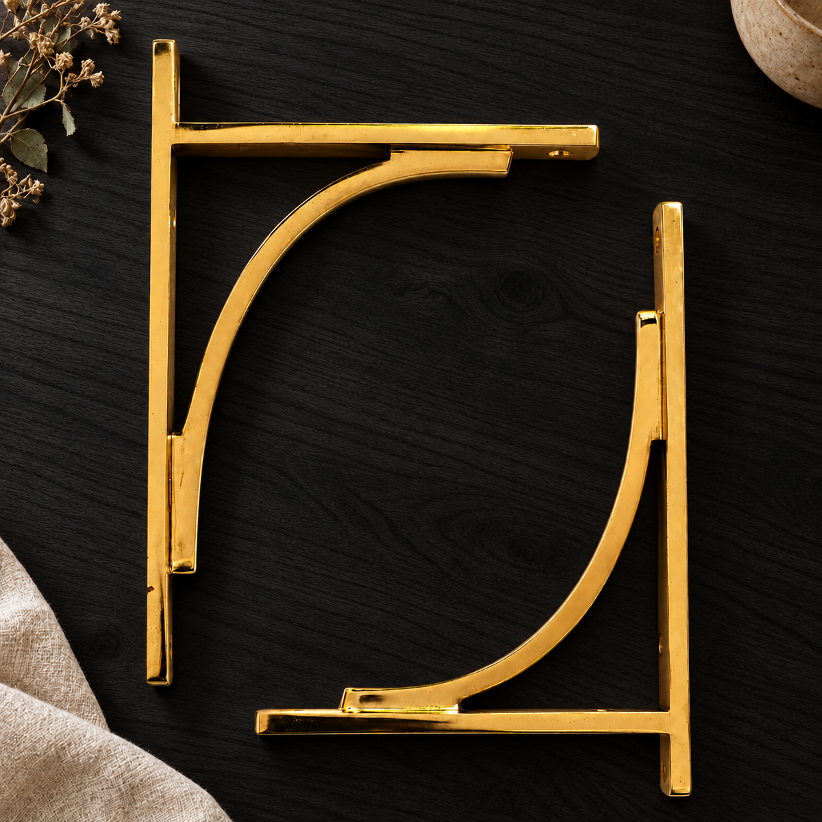 Solid Brass Shelf Bracket 9 Inch