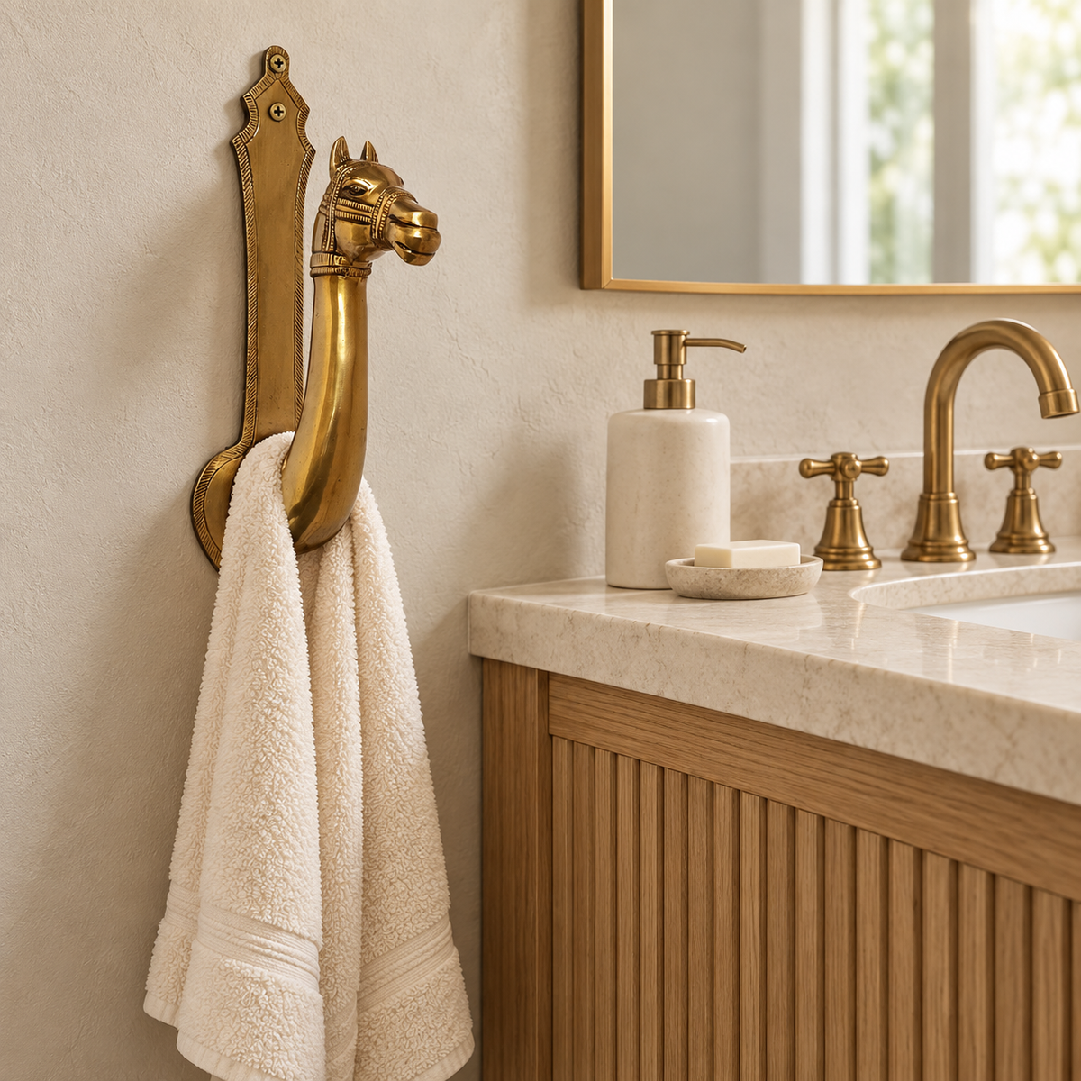 Antique Brass Camel Towel Holder
