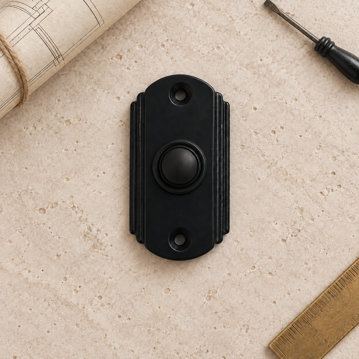 Vintage Black Iron Doorbell Push Button