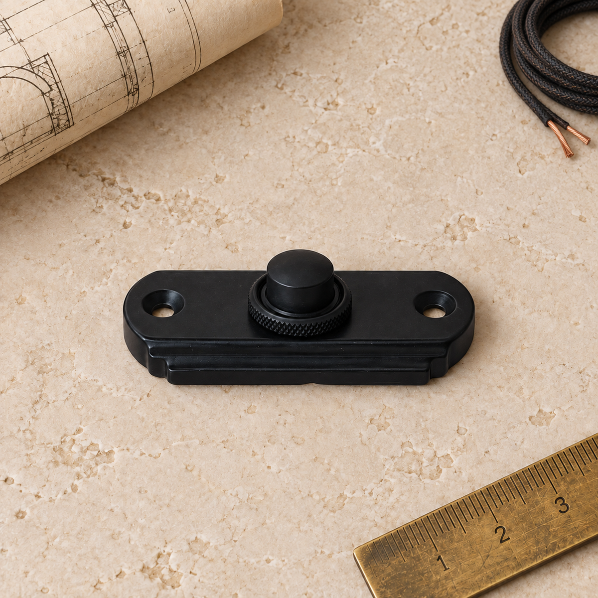 Vintage Black Iron Doorbell Push Button