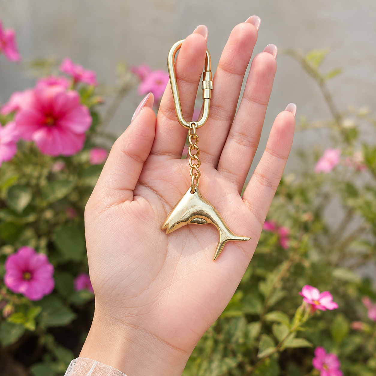 Brass Dolphin Keychain
