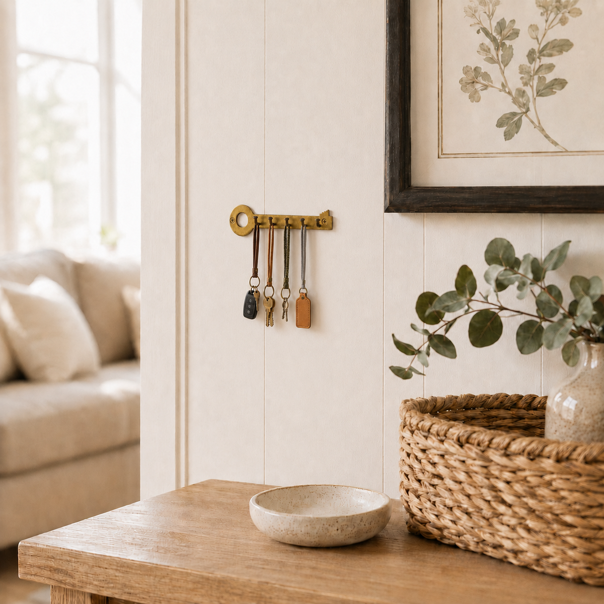 Solid Brass Key Shaped Wall Key Holder
