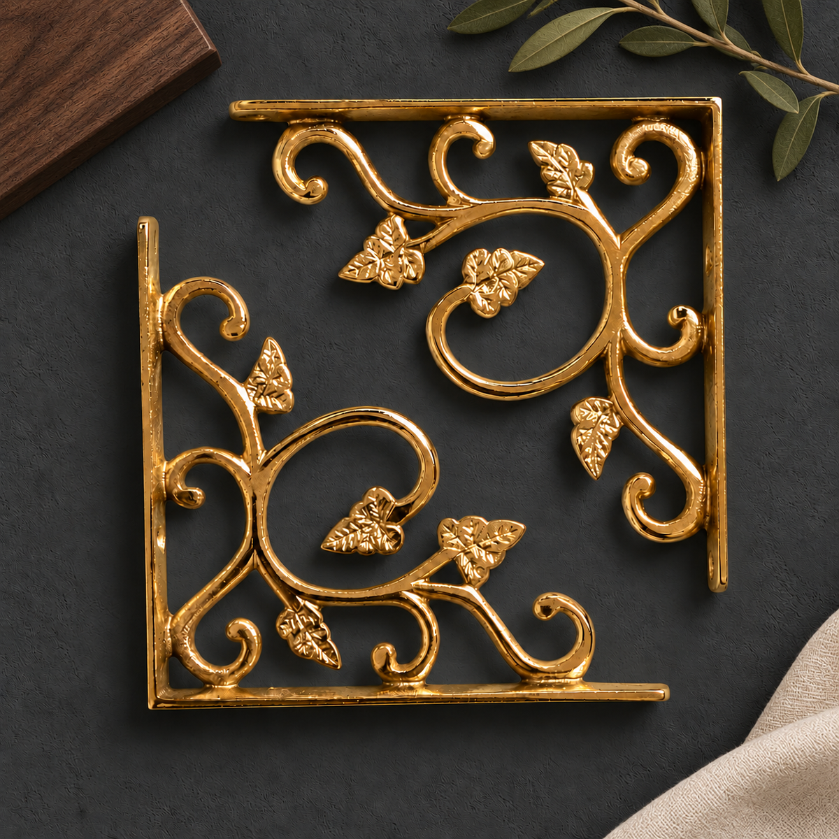 Ornate Gold Metal Shelf Bracket