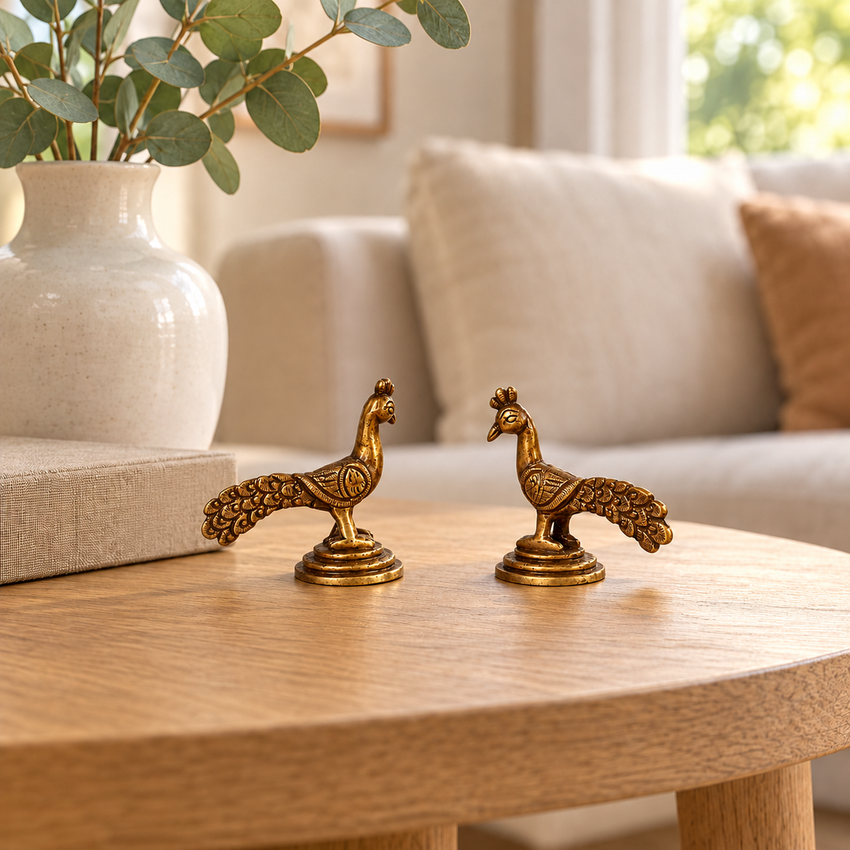 Antique Brass Peacock Figurine