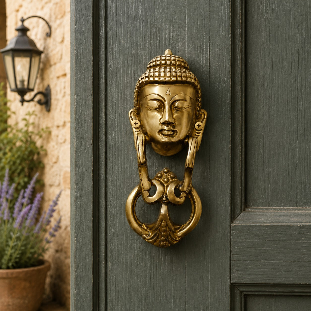 Handcrafted Brass Buddha Face Door Knocker