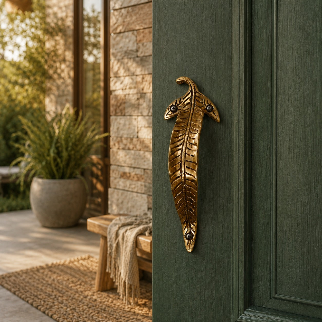 Solid Brass Leaf Door Handle