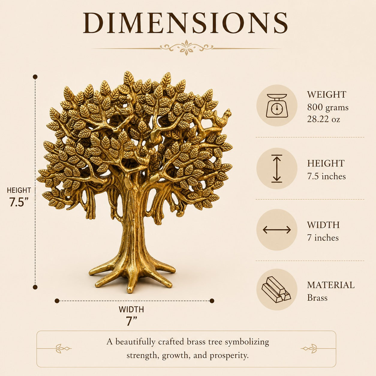 Handcrafted Brass Tree of Life Sculpture