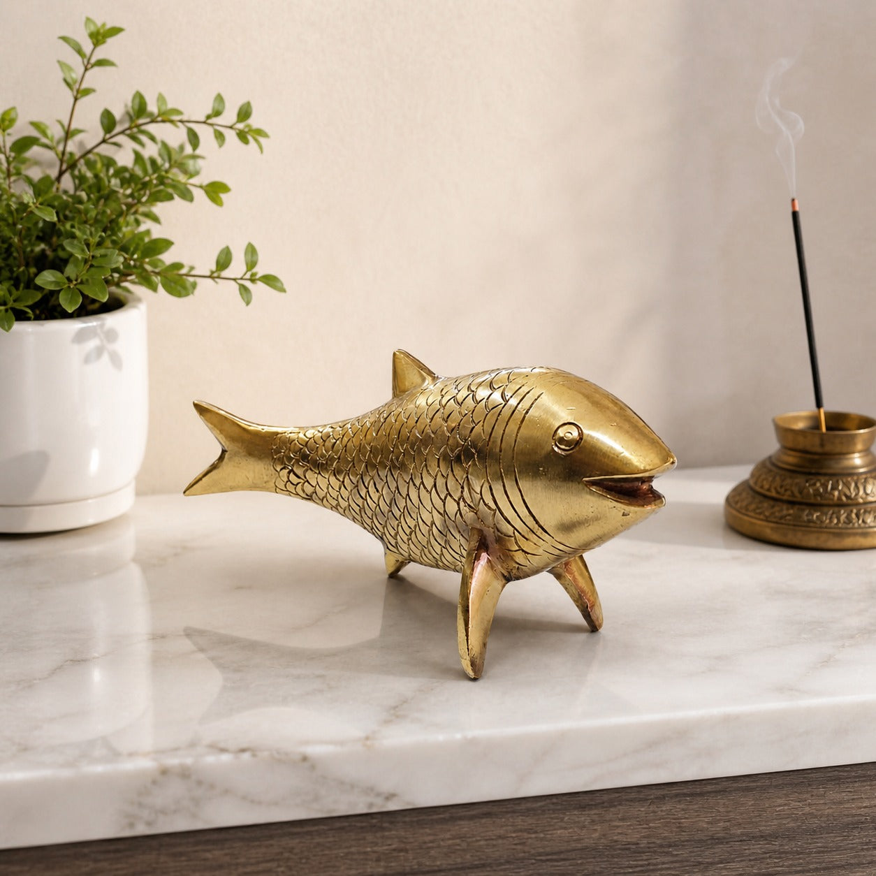 Handcrafted Solid Brass Fish FigurinePr
