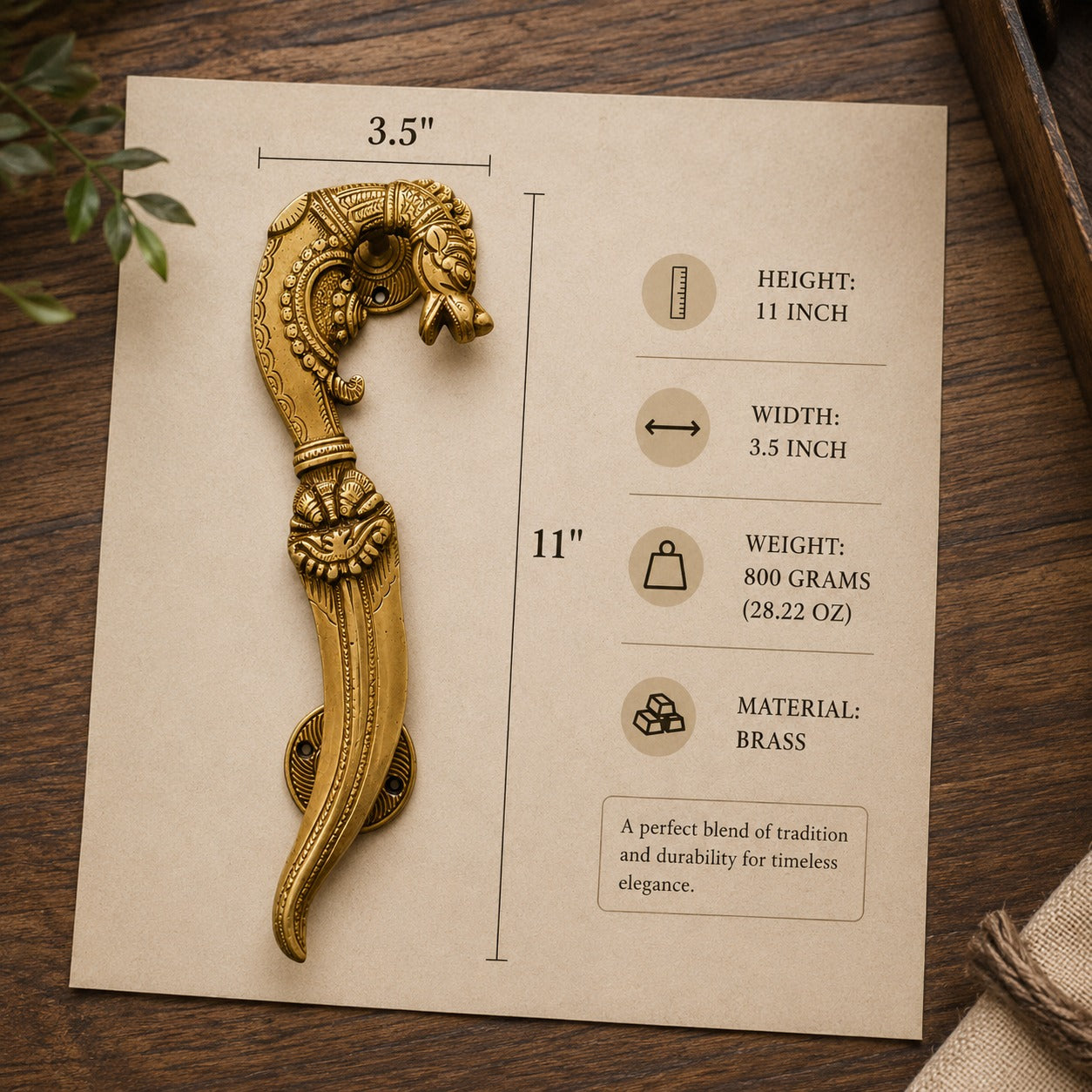 Handcrafted Solid Brass Dragon Door Handle Pair