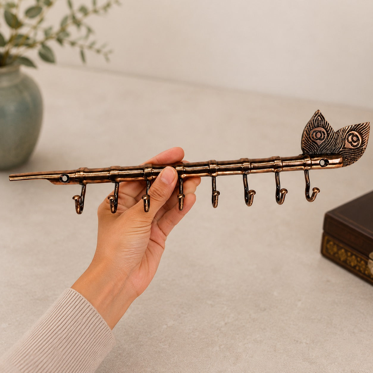 Brass Wall Key Holder with 8 Hook