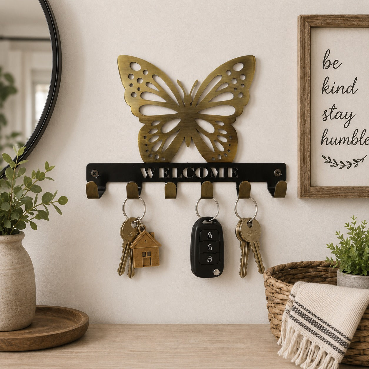 Butterfly Welcome Key Holder for Wall