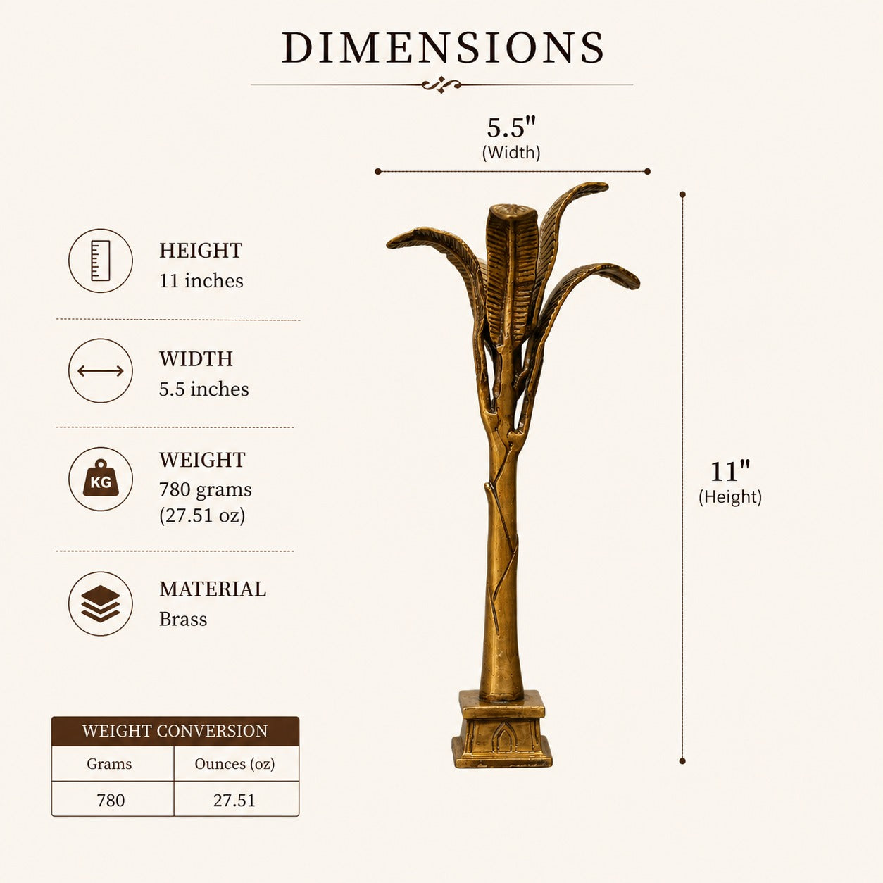 Handcrafted Brass Banana Tree Sculpture