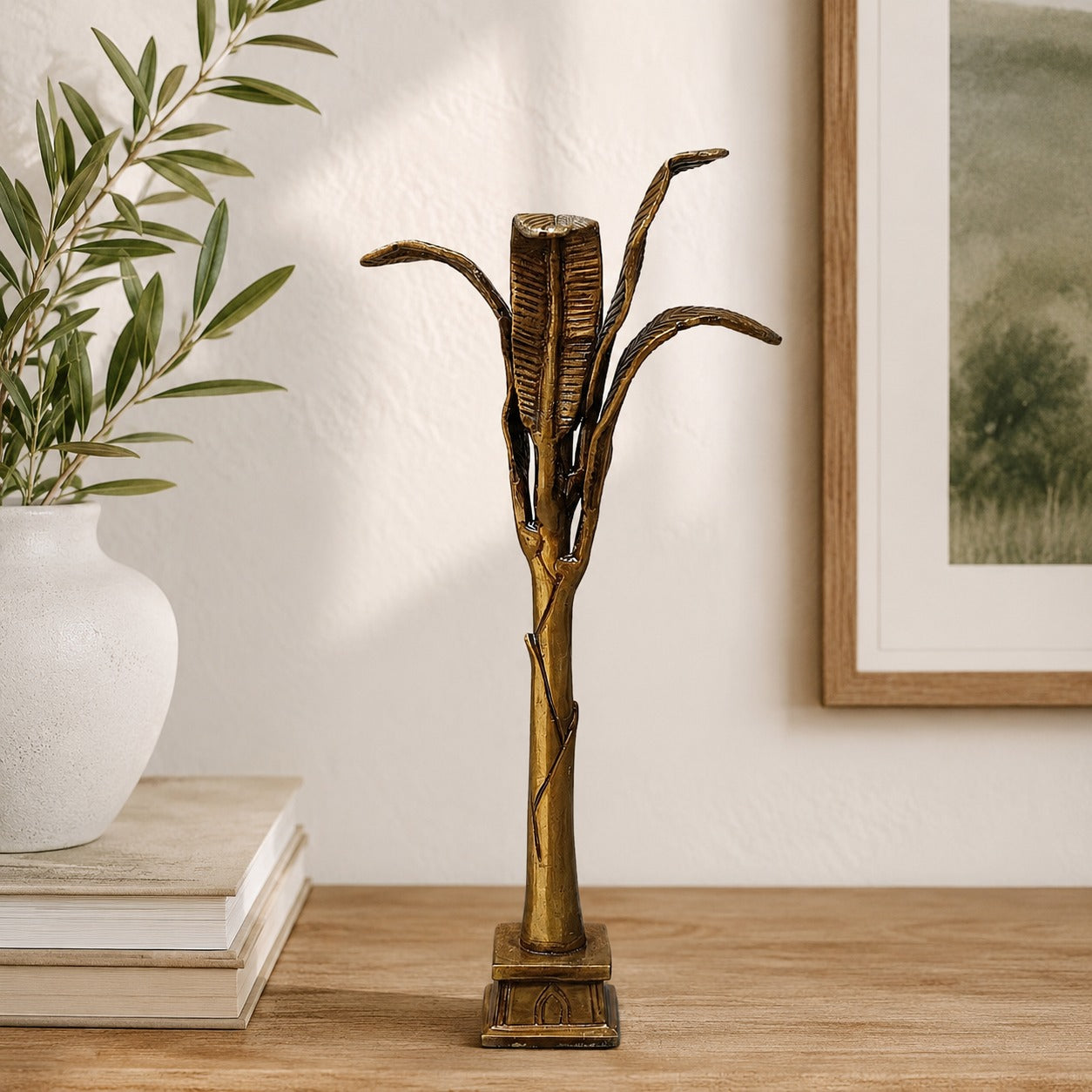 Handcrafted Brass Banana Tree Sculpture